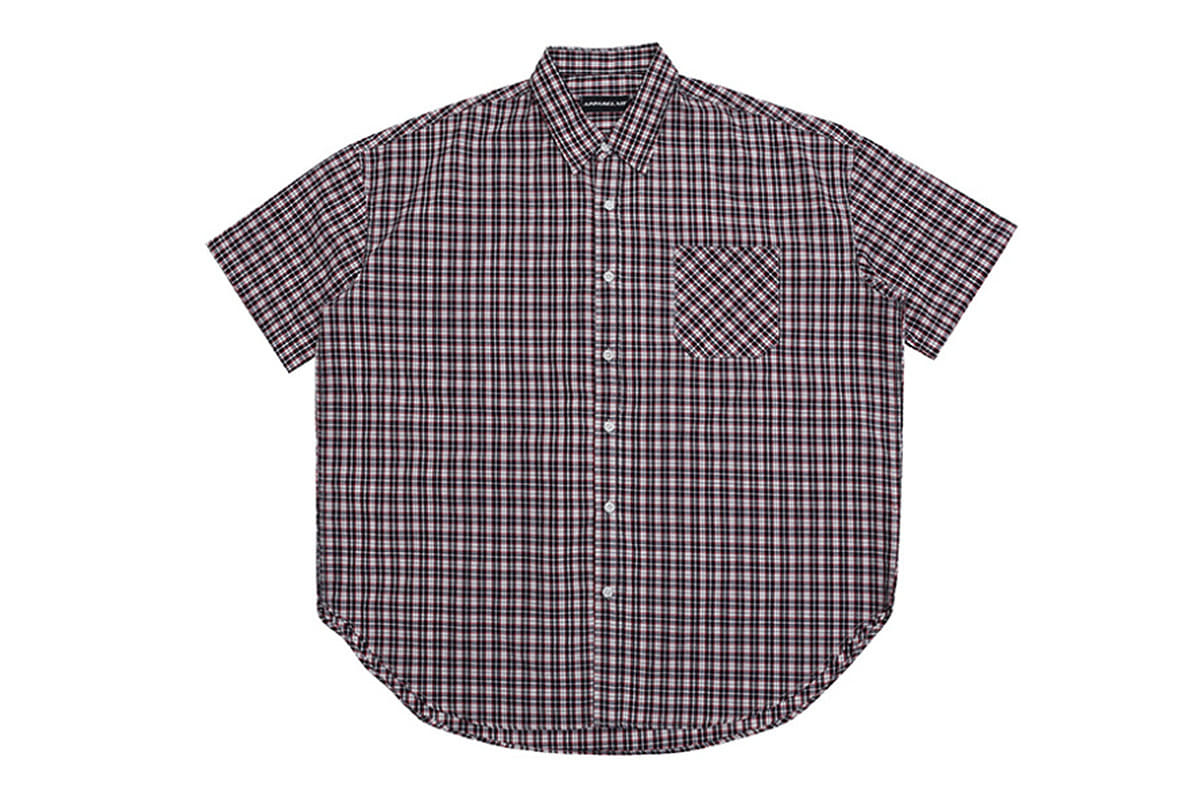 UNISEX SQUARE CHECK OVERFIT SHIRTS RED - 어패럴싯