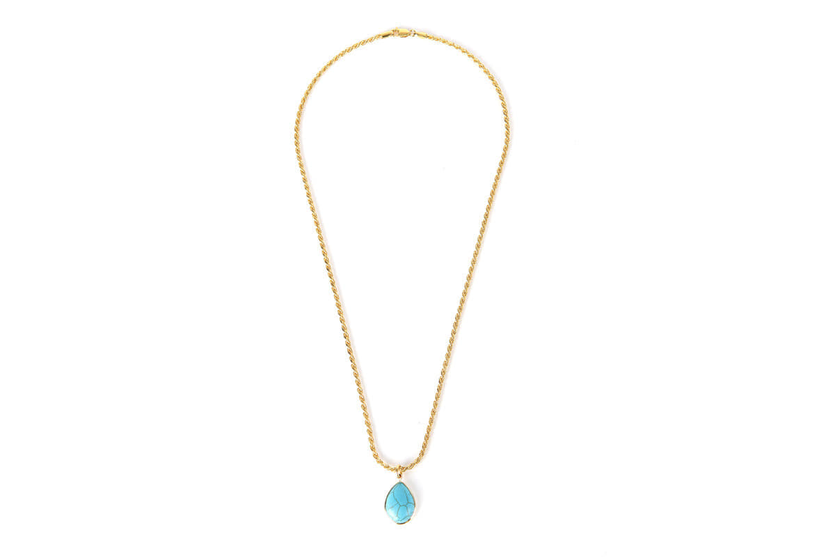 TURQUOISE SILVER 925 NECKLACE GOLD - 어패럴싯